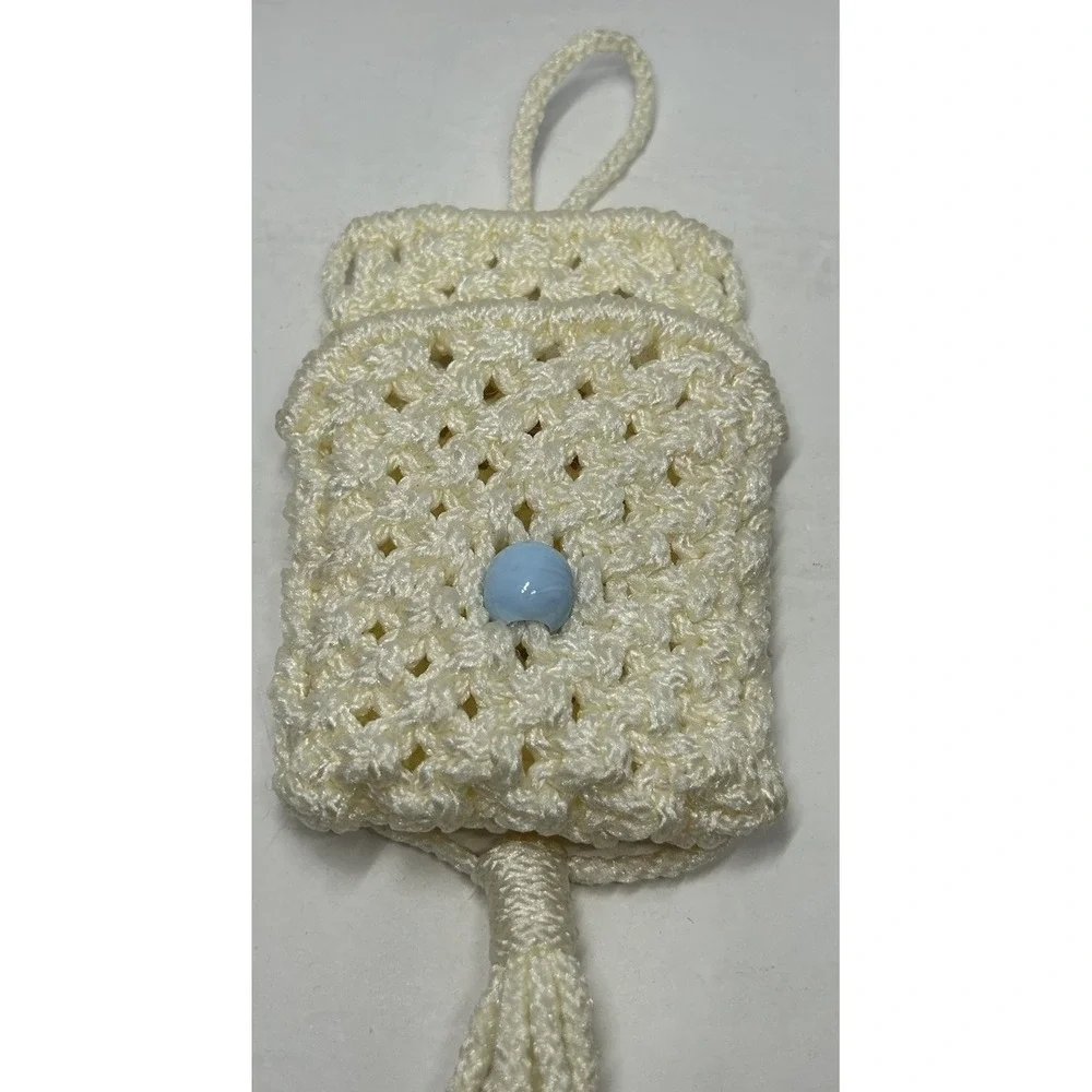 Macrame‎ With Pocket Decor Wall Hanging Plant Holder Vintage Handmade Crochet